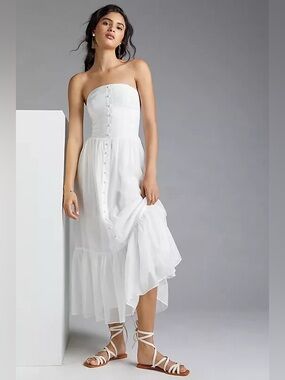 Anthropologie Strapless White Dress